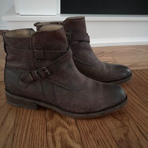 Frye Distressed Ankle Boots (Brown)